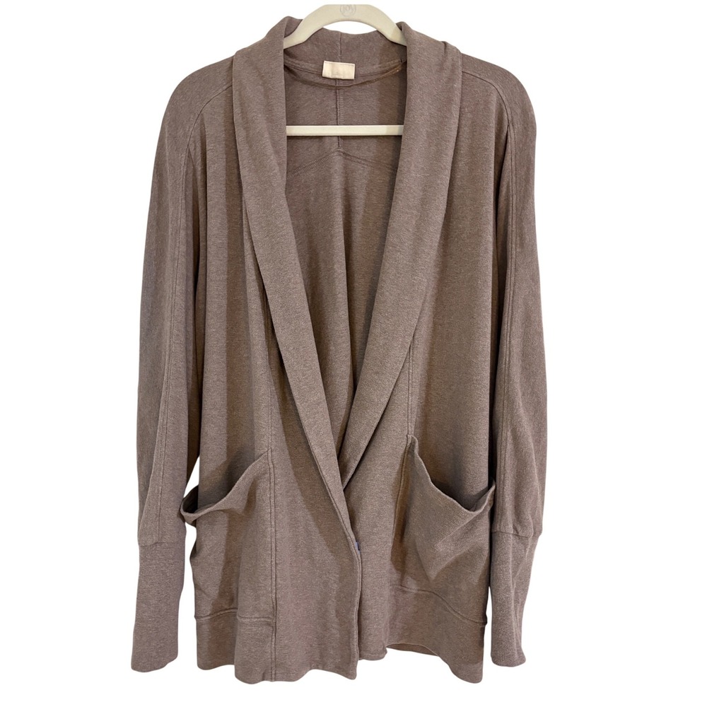 Pact | Dusty Rose Organic Cotton Shawl Collar Open Front Cardigan | Medium
